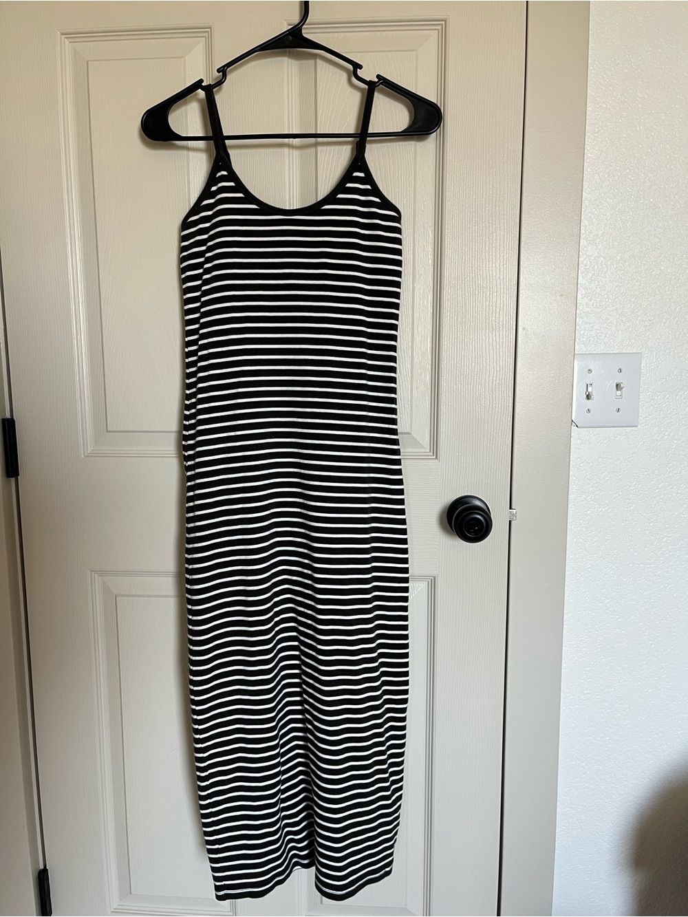 Black and White Striped Midi Tank Dress